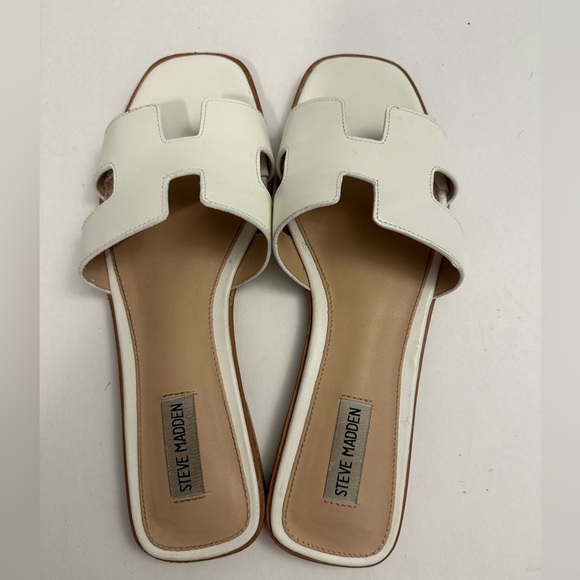 Steve Madden HADYN WHITE LEATHER Slide Sandal Size 10 - Picture 8 of 15